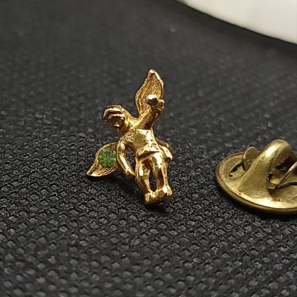 Vintage Angel on My Shoulder Pin August Birth Stone Peridot Guardian Angel